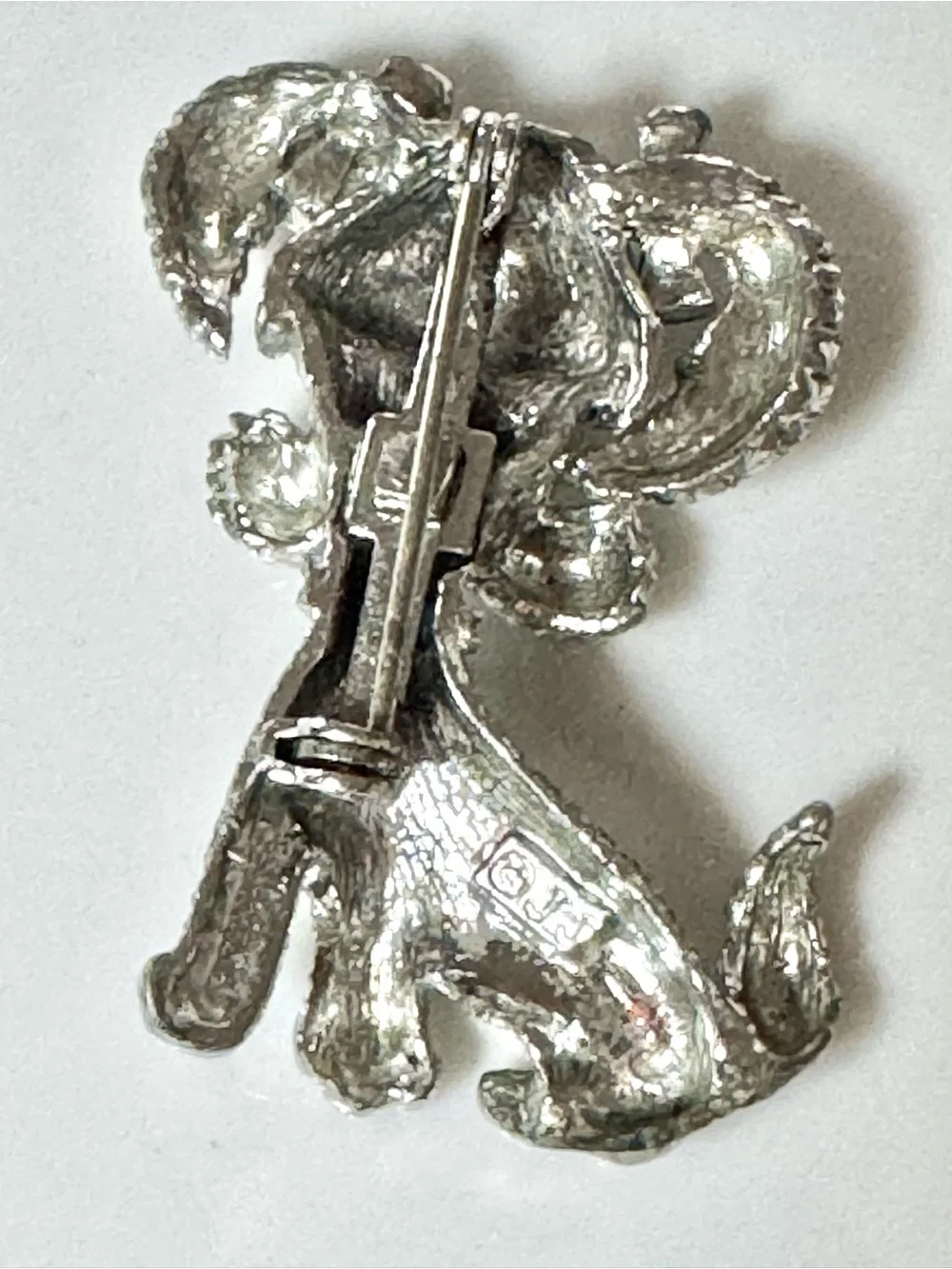 Vintage older 60's JJ poodle dog rhinestone and enamel figural brooch pin